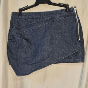Pretty Little Thing Indigo Asymmetric Layered Denim Mini Skirt Size 8 UK 4 US